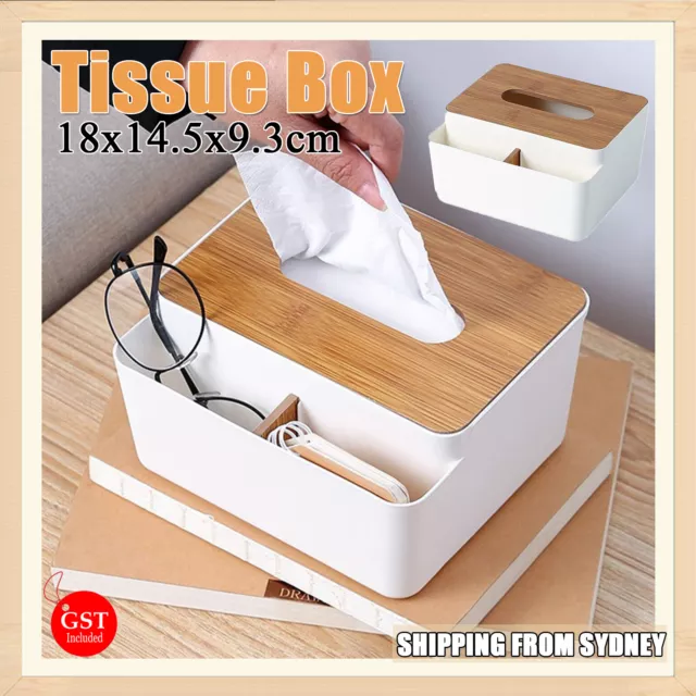 Tissue Box Dispenser Paper Storage Holder Napkin Case Organizer Wooden Cover AU