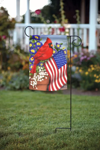 Toland American Cardinal 12x18 Patriotic Summer Flower Bird Garden Flag