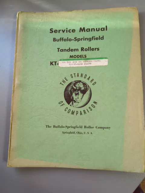 Buffalo-Springfield Kt-24D & Kt-25D Tandem Rollers Service & Parts Manual
