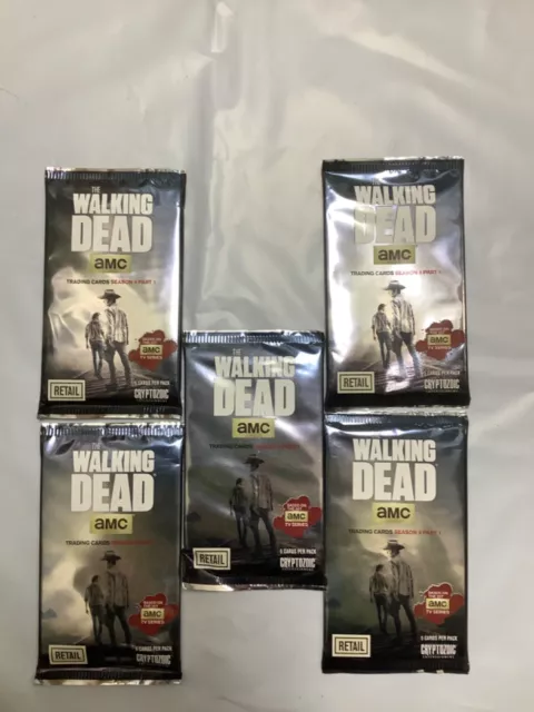 !!LOT OF 5 pack5 CARD PKS!! 2016 AMC Walking Dead Season 4 Part 1 Trading Cards