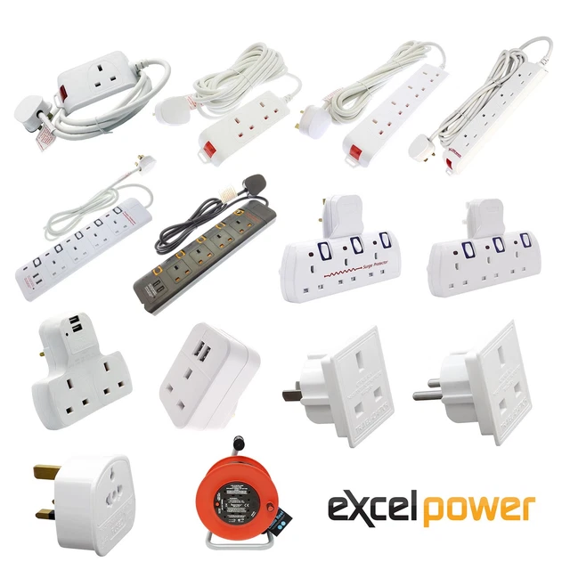 MULTI PLUG EXTENSION Lead 2 3 4 5 Gang Way UK Mains Wall Socket