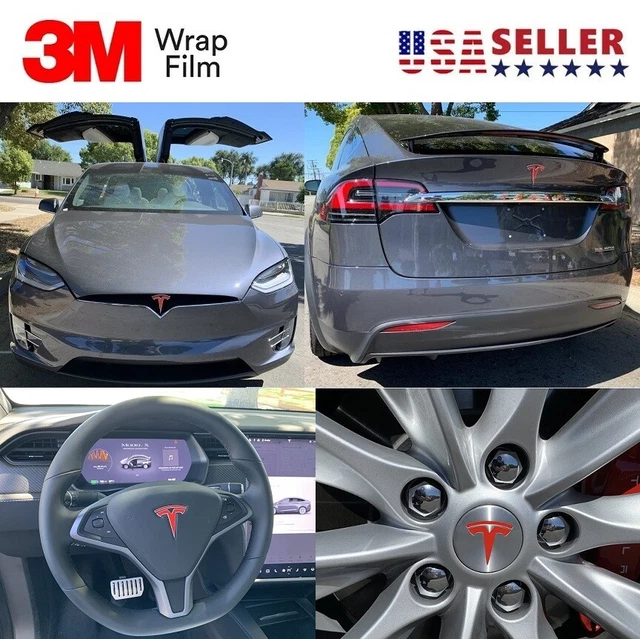 TESLA MODEL X Emblem Badge Logo 3M Vinyl Wrap Sticker 8 Decal Bundle