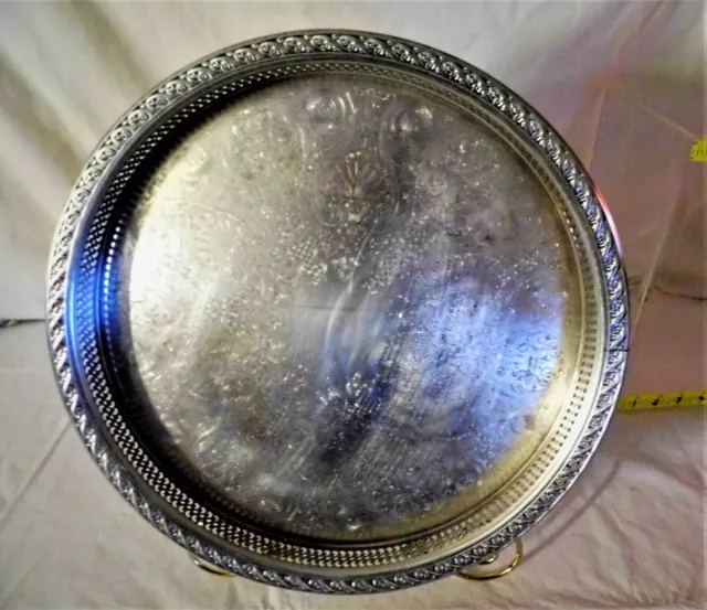 Wm. Rogers & Son Vintage Pierced Spring Flower Silver Plated Tray