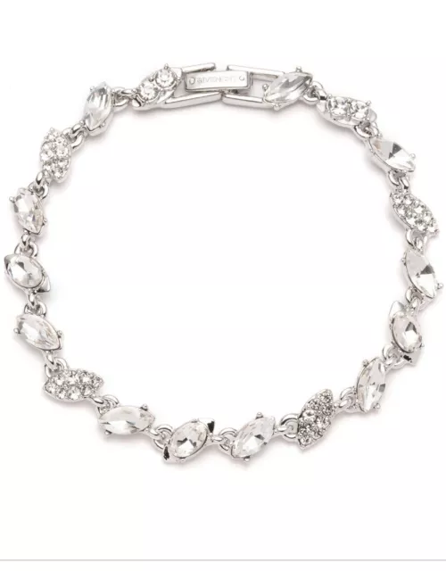 $58 Givenchy silver tone clear crystal 7-1/4” bracelet f1e