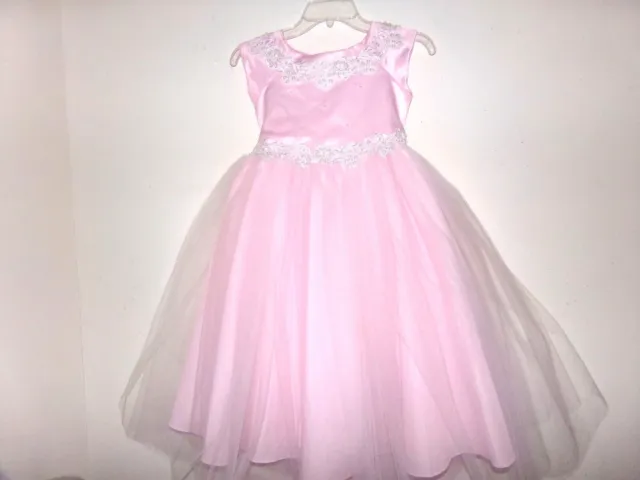 KID COLLECTION, Girls Size 8-10, Pageant/Flower Girl Dress Pink, White Lace NWOT