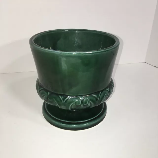 Vintage Hull USA Pottery F35 5.5” Pedestal Planter MCM Emerald Green