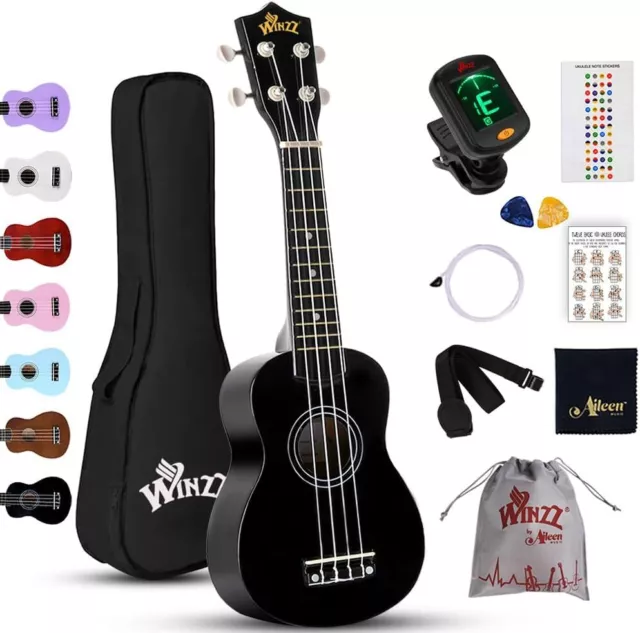 Winzz Soprano Ukulele Starter Kit For Beginners with Bag, Clip-On Tuner, Extra