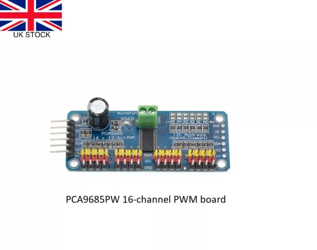 PCA9685 16-Channel 12-bit PWM Servo Driver I2C for Arduino, PIC, Pi ARM Robot