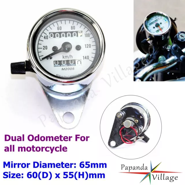 Universal Motorcycle Dual Odometer Speedometer Speed Gauge LED Signal Back Light