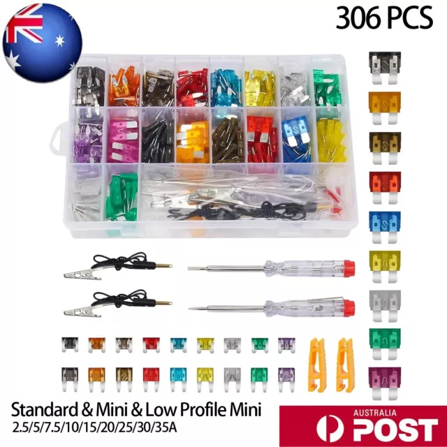 306PCS Car Blade Fuses Assortment Kit Assorted Blade Auto Car Truck Automotive