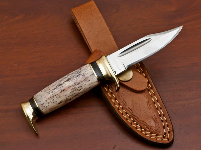 Rody Stan HANDMADE D2 CUSTOM STAINED CAMEL BONE FIXED BLADE HUNTING KNIFE