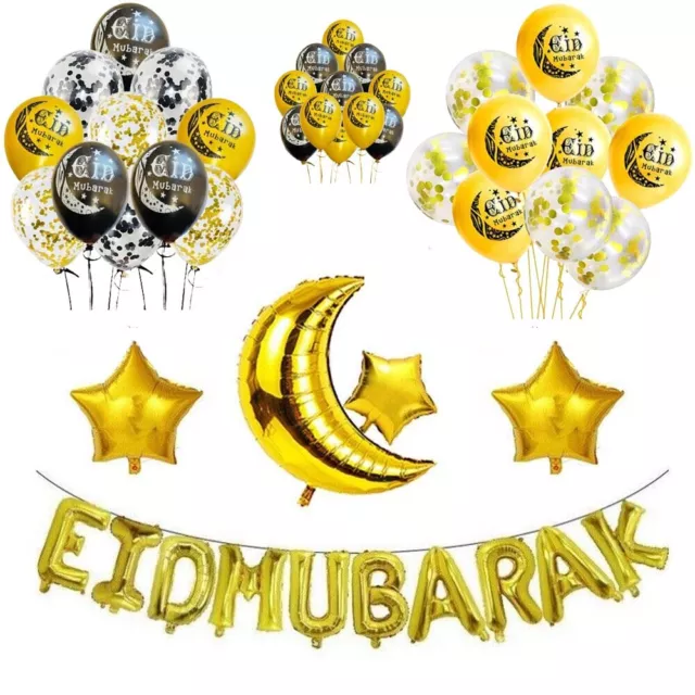 Gold Eid Mubarak Balloons Eid Mubarak Banner Islam Muslim Party Decorations