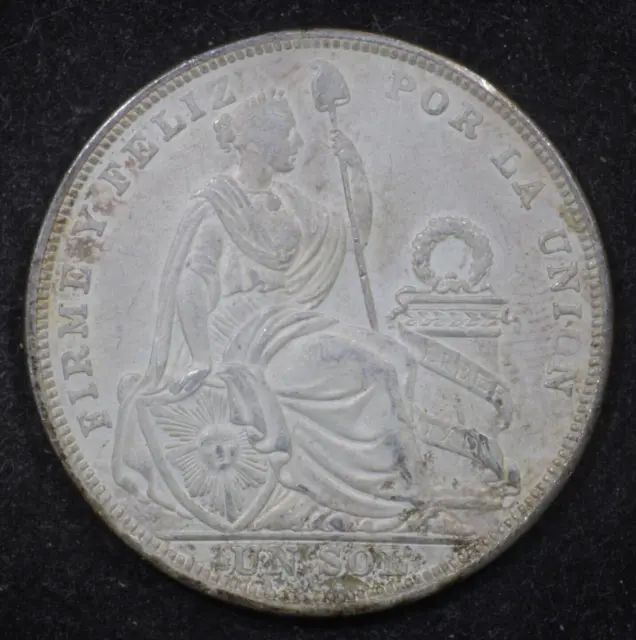 PERU 1924 1 Sol Silver Crown - 50% Silver!!