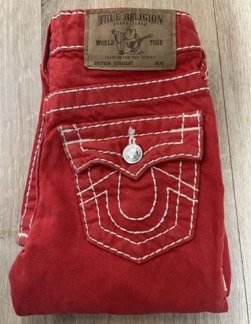 Girls True Religion Straight Red Denim Girl's 5T 100% Cotton