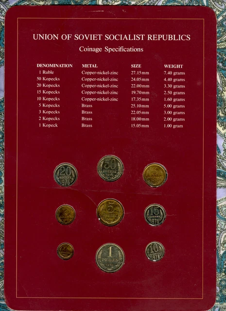 Coin Sets of All Nations USSR Russia 1976-1979 20,15,3,1 Kopeck 1976 UNC 2