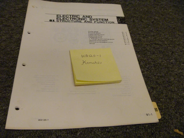 KOMATSU WA450-1 WHEEL Loader Electrical Wiring Diagram Schematic Manual