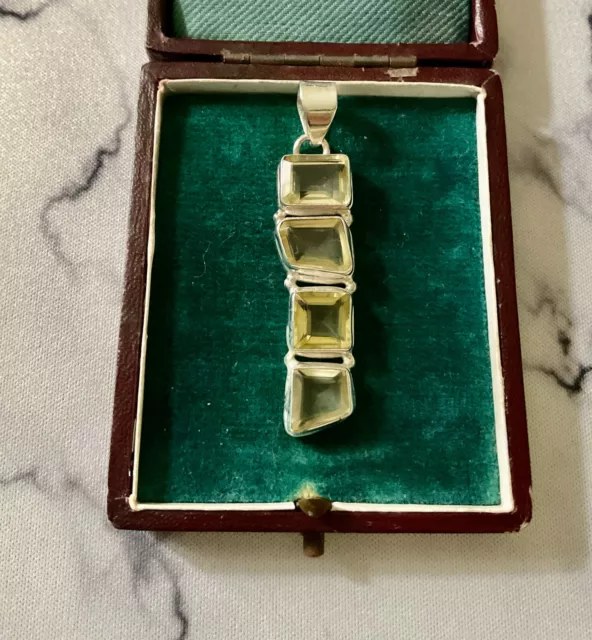 Pendentif Ancien En Argent Massif 925/1000 Avec énorme Citrine Naturelle - Ouvragé