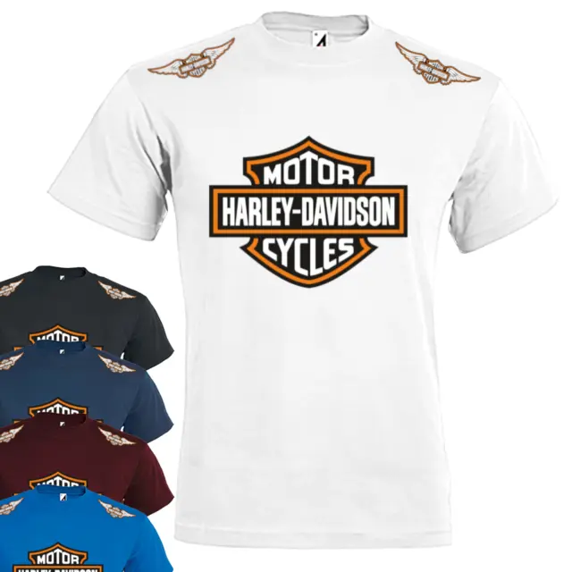 Tshirt Uomo in cotone Harley Davidson Maglietta estiva a manica corta con stampa