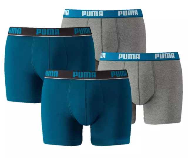 Puma Herren Unterhose Boxer Pants 4er Set Elastic Stripe Sailor Blue Grey Melang