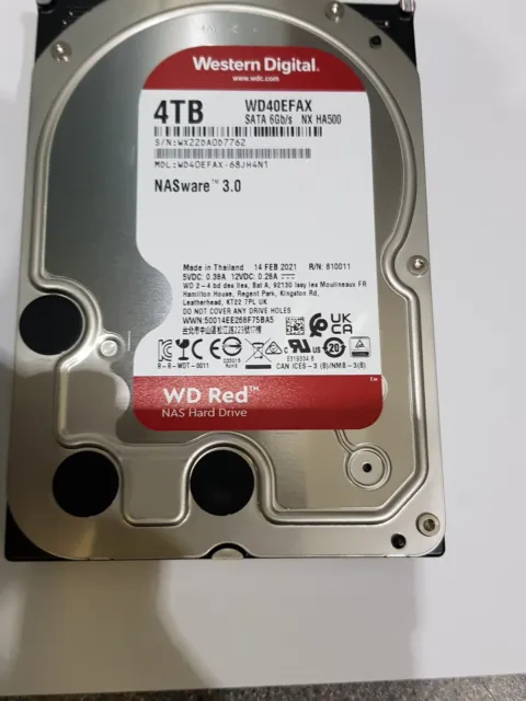 (Unter 1000 Stunden) WD 4 TB rote NAS-Festplatte 3,5" SATA WD40EAFX