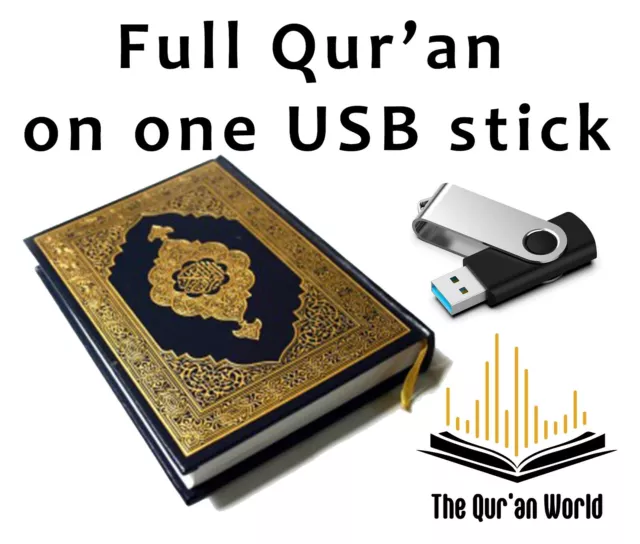 Complete Quran Recitation in ONE USB Drive -Muslim, Gift, Islam, Car, Full Quran