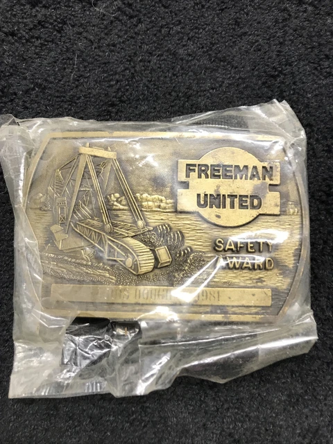 Freeman United Safety Award Brass Belt Buckle  3.75x2.5”