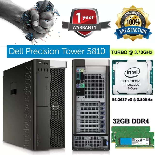 Unidad de disco duro Dell Precision T5810 Xeon E5-2637V3 4 núcleos turbo 3,70 GHz 8 GB DDR4 - 2x500 GB