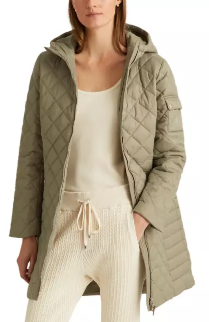 Lauren Ralph Lauren Quilted Hooded Puffer in Sage Size S