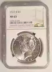 1922 D Peace Dollar NGC MS-63