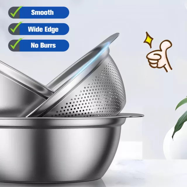 2Pcs Colander Strainer Bowl Set with Handle 2 Quart Stainless Steel Colander₩