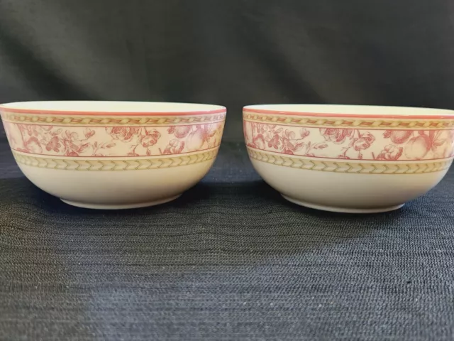 Royal Doulton Studio Provence pink/red 6" Coupe  Soup Cereal Bowls (set of 2)