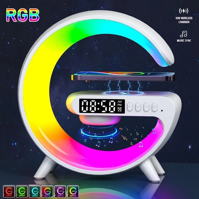 HANNLOMAX HX-206Wi Alarm Clock With Wireless Charging - RGB Display, Bluetooth, Sleep Sounds