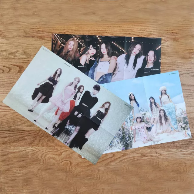 Group Official 3pcs Folding Poster Set Le Sserafim 2nd Mini Album Antifragile