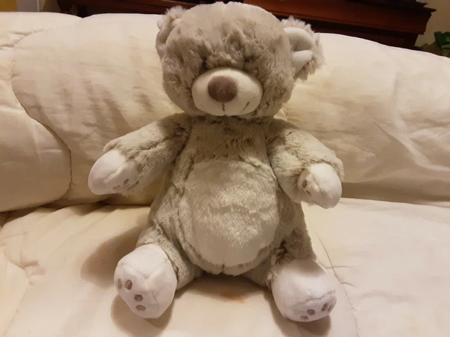 Doudou Peluche Ours 22cmGris Blanc Chine Tex Baby quasi neuf