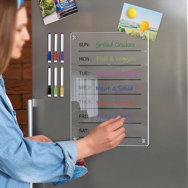 FRIGORIFERO MAGNETICO PIANO Pasto Cancellabile Menu Settimanale Cucina Misure 145047975321 - Foto 7