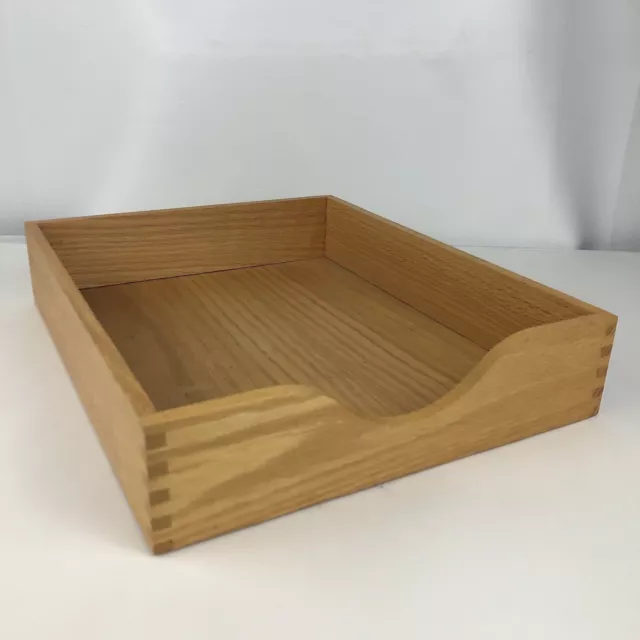 Carver Dovetail Oak Wood Letter File Desk Paper Tray In/Out Box Felt Bottom