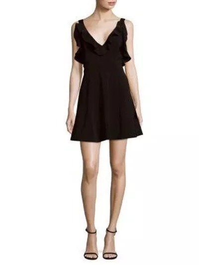 Keepsake Womens XS Ruffled Serendipity mini dress in black