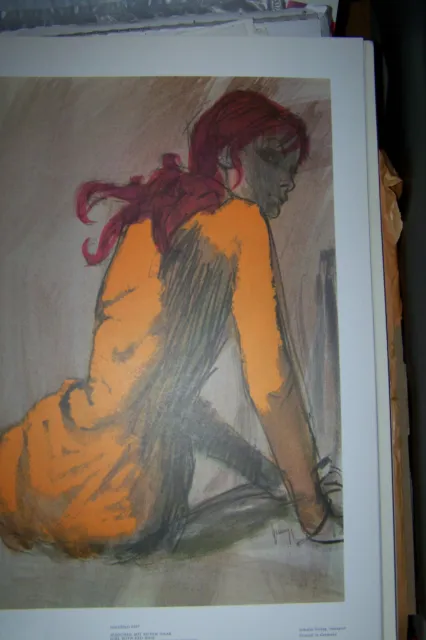 Gerd Grimm Grafik - älteres Poster - Mädchen mit roten Haaren - ca. 48x68 2