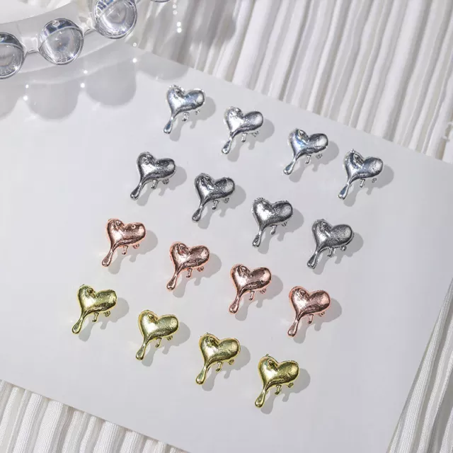 10pcs Lava Heart Shape Nail Diamond Advanced Metal And Unique Design Patches