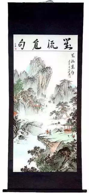 Chinese Watercolor Ink Painting Scroll 觀流覓句 Inspired by River SC3620