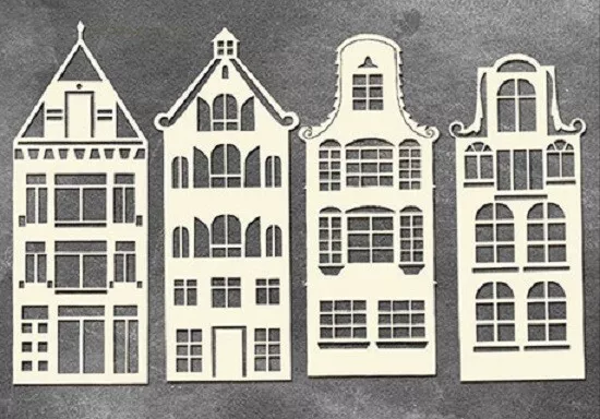 Town houses chipboard elements for crafts scrapbooking cardmaking