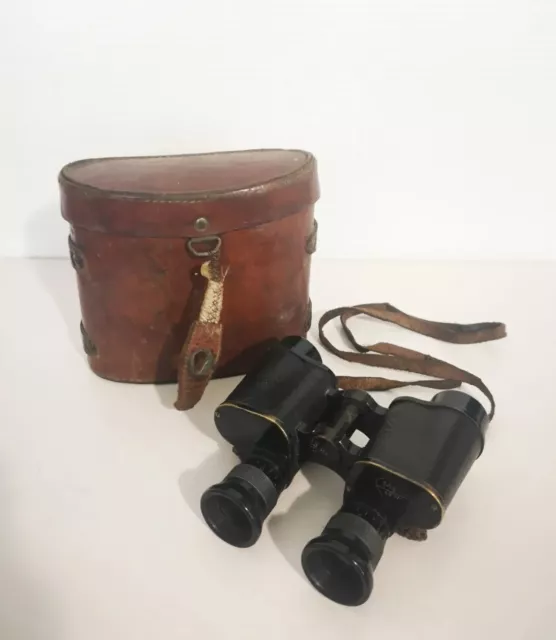 Ancienne Paire de Jumelles G FOURNIER 8x Binoculaire Étui Cuir Militaire Ancien