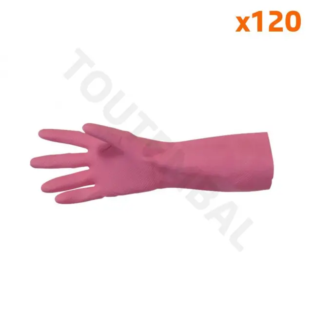 Gants de nettoyage et de ménage en latex rose (par 120)