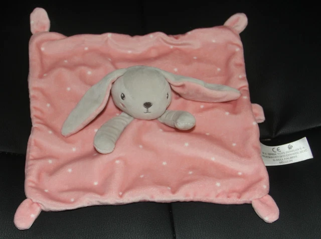 doudou plat lapin gris rose etoile simba toys   état neuf
