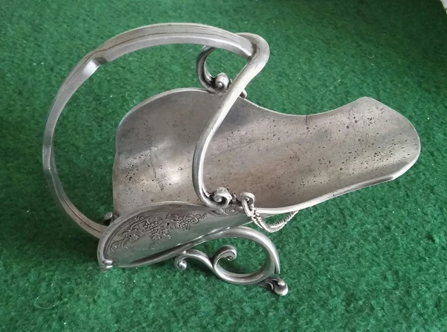 Porte-Bouteille En Étain Ancien - Panier De Service Argenté D'Occasion