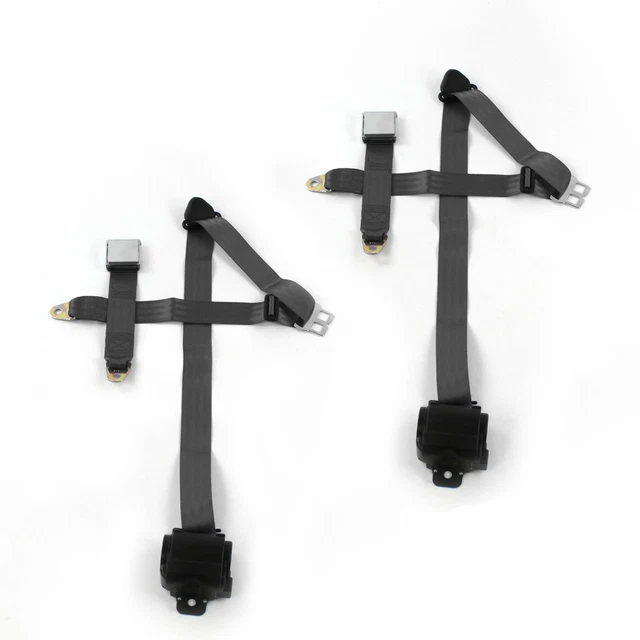 AutoBillia 3-Point Retractable Seat Belt Set – Charcoal, 2 Belts, For Chevy Truck 1967-72