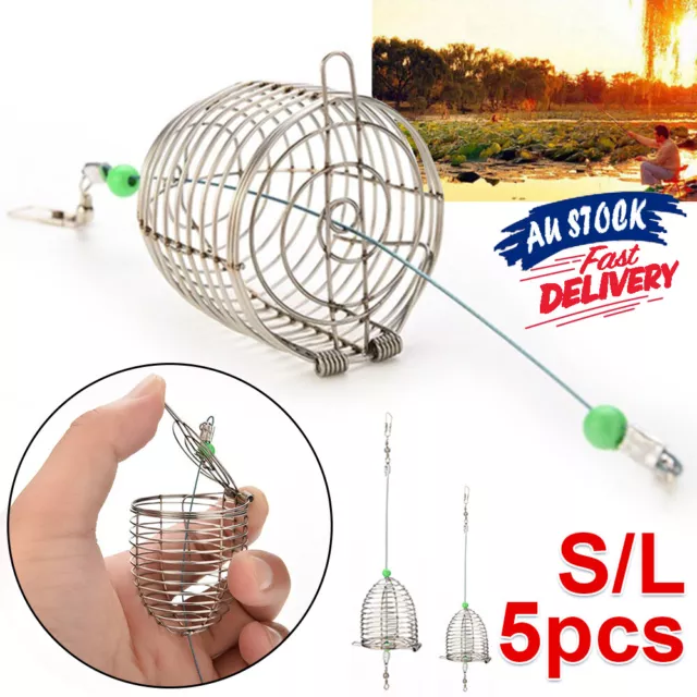 5Pcs Tackle Accessory Fishing Tool  Bait Cage Fishing Trap Basket Feeder Holder