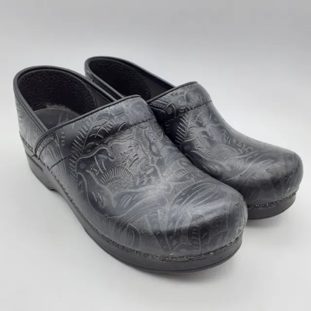 Dansko Casual Tooled Leather Comfort Mule Clog Womens Size 9 38 906020202 Black