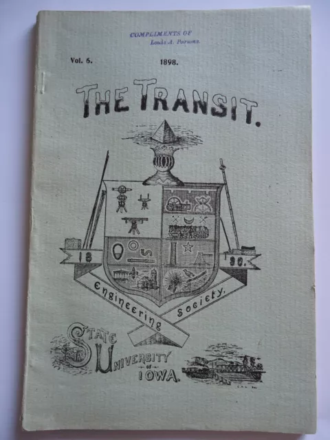 University Iowa Engineering  THE TRANSIT Volume 6 1898 Surveying / Great ads