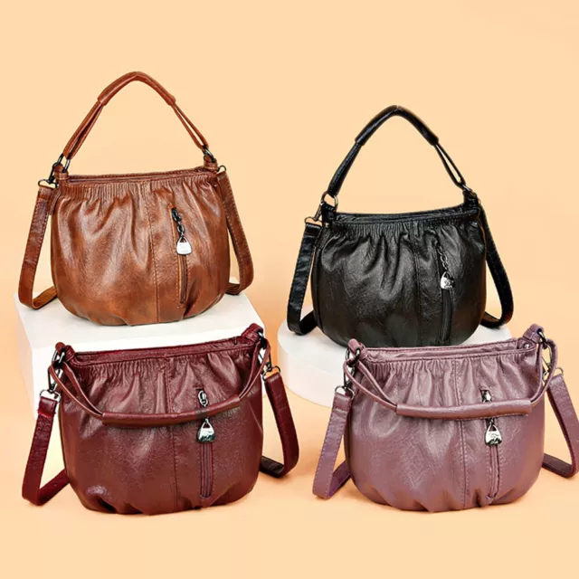 Moda Mujer Carteras Cuero Suave Bolso Mensajero Bolsa de Cubo Bolso Cruzado ♪